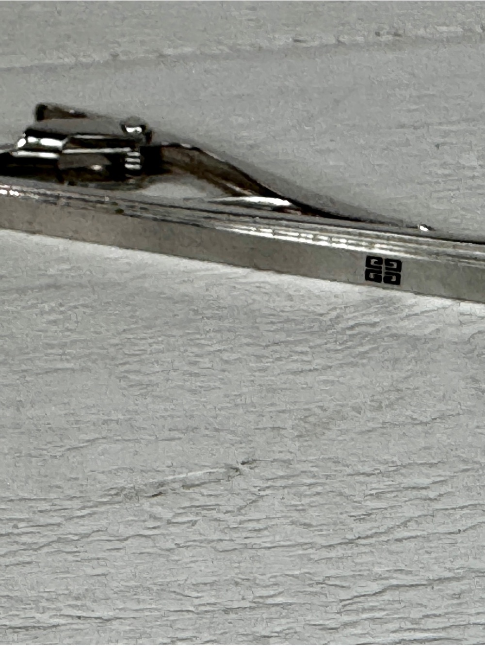 Givenchy Silver Tone Tie Clip / Tie Bar | Minimalist Designer Mens Accessory